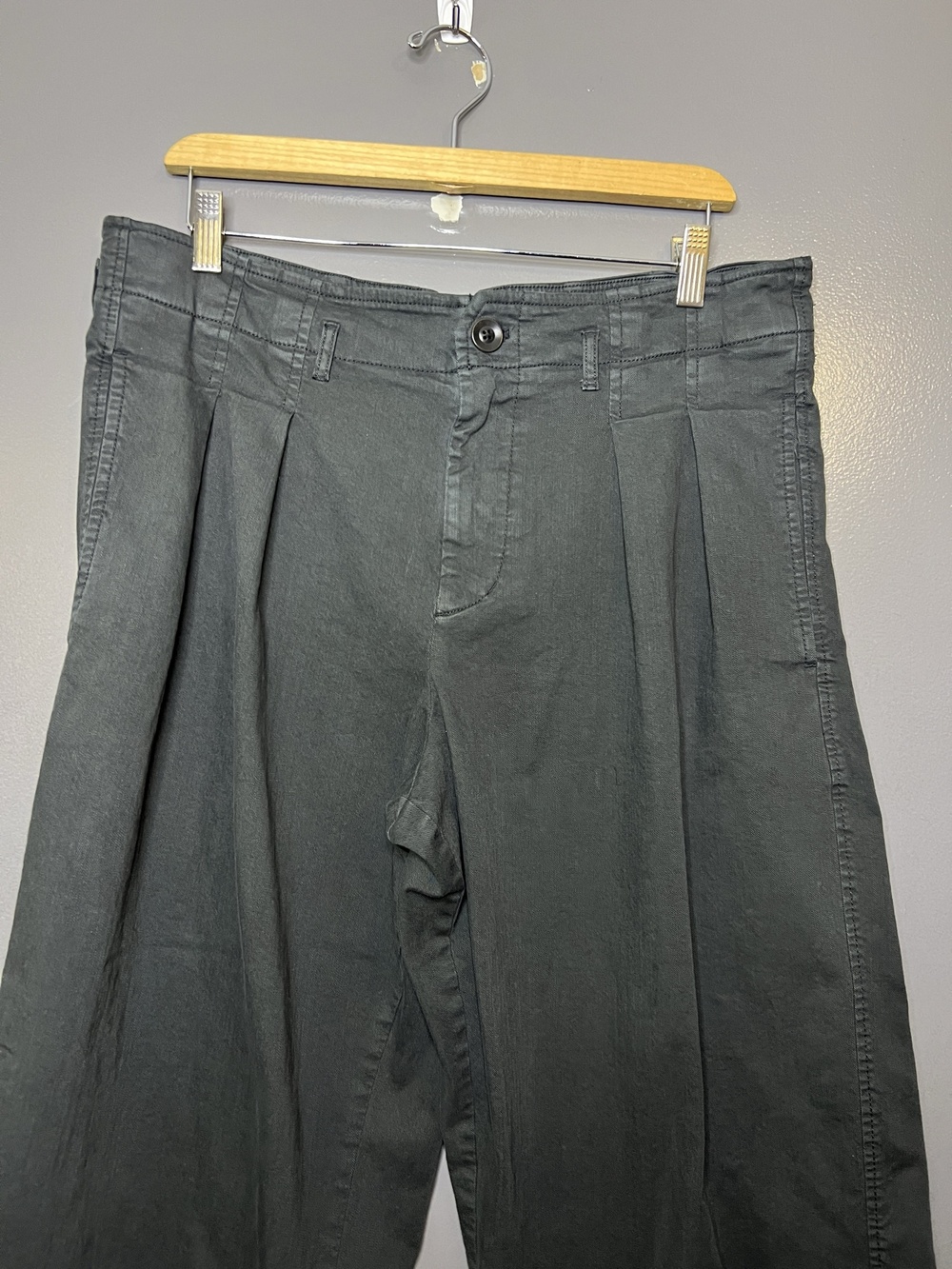 Maeve Anthropologie Pants Womens 12P Gray Wide Leg Crop Chino Pleated Twill